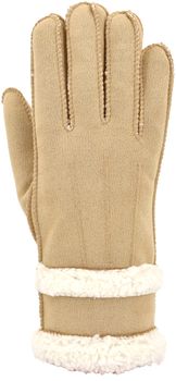 styleBREAKER Damen Winter Handschuhe mit Teddyfleece Futter | Weiche warme Fingerhandschuhe | Modische Wildleder Optik mit dekorativer Naht