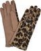 styleBREAKER Damen Touchscreen Handschuhe mit Leoparden Muster und Teddyplüsch | Warme Winter Fingerhandschuhe | Weiche Smartphone Handschuhe