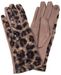 styleBREAKER Damen Touchscreen Handschuhe mit Leoparden Muster und Teddyplüsch | Warme Winter Fingerhandschuhe | Weiche Smartphone Handschuhe