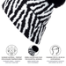 styleBREAKER Damen Bommelmütze Strick mit Zebra Muster | warme Strickmütze mit Kunstfell Pompon | elastische Winter Beanie Pudelmütze Viskose