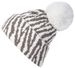 styleBREAKER Damen Bommelmütze Strick mit Zebra Muster | warme Strickmütze mit Kunstfell Pompon | elastische Winter Beanie Pudelmütze Viskose