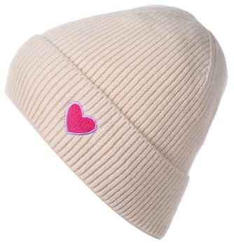 styleBREAKER Damen Strick Beanie mit Herz Stickerei & Fleece Futter | Warme Wintermütze Einheitsgröße 56-59 cm | Weiche gefütterte Beanie Mütze
