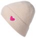 styleBREAKER Damen Strick Beanie mit Herz Stickerei & Fleece Futter | Warme Wintermütze Einheitsgröße 56-59 cm | Weiche gefütterte Beanie Mütze