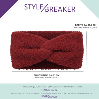 styleBREAKER Damen Stirnband Teddyfell Optik mit Twist Knoten Detail | Weiches elastisches Winter Haarband | Warmes Kopfband Ohrenwärmer 56-59 cm