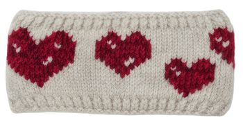 styleBREAKER Damen Strick Stirnband mit Herz Muster und Fleece Futter | Made in Europe – Warmes Winter Haarband Ohrwärmer 56-59 cm