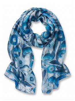 styleBREAKER Damen Schal mit Blumen Muster & kurzen Fransen | weiches Halstuch 180x72 cm | leichter Viskose Sommerschal für Frühling & Übergang