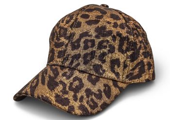 styleBREAKER Damen Baseball Cap mit Metallic Leo Muster | 6-Panel Kappe verstellbar | gebogener Schirm | Glanz Optik für Party & Festival