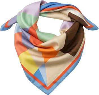 styleBREAKER Damen Nickituch mit Rauten Muster & Colour Blocking | quadratisches Halstuch 70x70 cm | weiches Satin Tuch für Frühling & Sommer