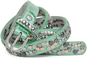 styleBREAKER schmaler Nietengürtel mit mehrfarbigen Nieten im Vintage Style , kürzbar 03010044