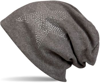 styleBREAKER klassische Unisex Beanie Mütze mit Stern Strass Applikation, warm 04024023