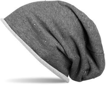 styleBREAKER Damen Beanie Mütze mit Strass-Nieten Applikation und Rollrand, warm 04024024