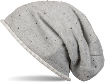 styleBREAKER Damen Beanie Mütze mit Strass-Nieten Applikation und Rollrand, warm 04024024