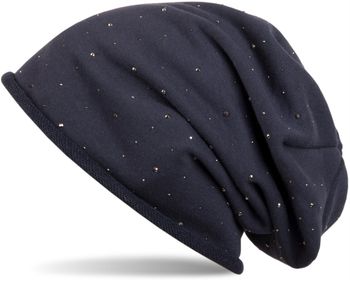 styleBREAKER Damen Beanie Mütze mit Strass-Nieten Applikation und Rollrand, warm 04024024