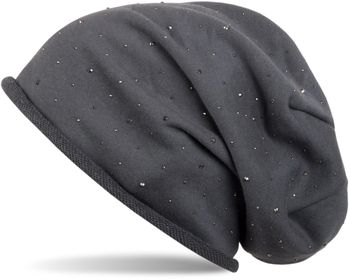 styleBREAKER Damen Beanie Mütze mit Strass-Nieten Applikation und Rollrand, warm 04024024