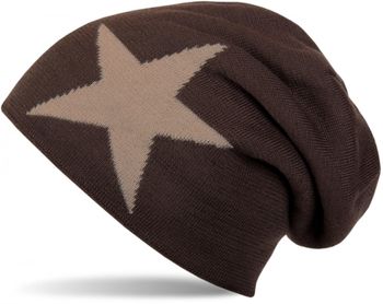 styleBREAKER warme klassische Strick Beanie Mütze mit Stern und sehr weichem Innenfutter, Unisex 04024026