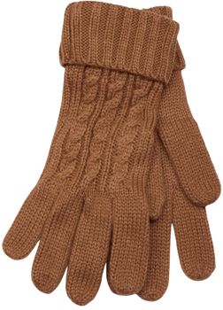 styleBREAKER Schal, Mütze und Handschuh Set, Zopfmuster Strickschal mit Bommelmütze und Handschuhe, Damen 01018208