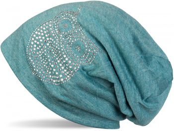 styleBREAKER klassische Beanie Mütze mit Strass Eulen Applikation, Damen 04024039