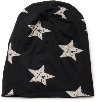 styleBREAKER Unisex Stoff Beanie Mütze mit Sterne Print im Destroyed Vintage Look, Longbeanie 04024041