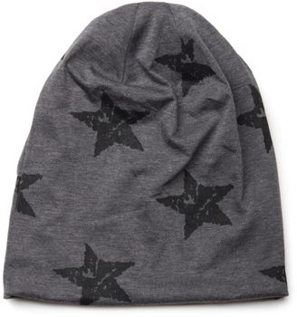 styleBREAKER Unisex Stoff Beanie Mütze mit Sterne Print im Destroyed Vintage Look, Longbeanie 04024041