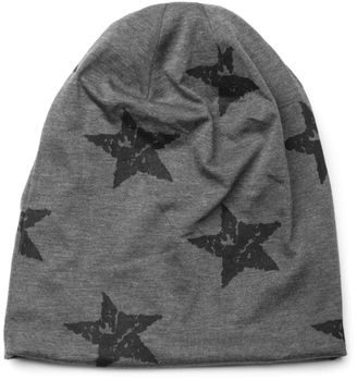 styleBREAKER Unisex Stoff Beanie Mütze mit Sterne Print im Destroyed Vintage Look, Longbeanie 04024041