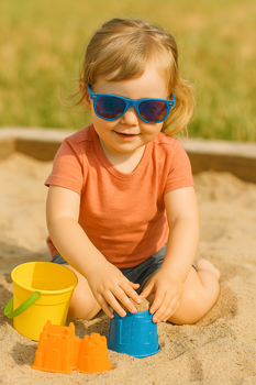 styleBREAKER Kinder Sonnenbrille Retro Nerd Design mit verspiegelten oder getönten Gläsern | UV400 Schutz | Kunststoffrahmen | für Kleinkinder 18 Monate bis 4 Jahre