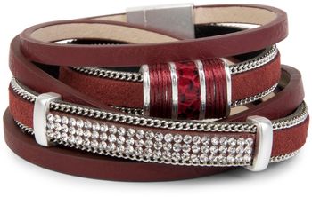 styleBREAKER Vintage Wickelarmband mit Strass, Gliederkette und Magnetverschluss, 3-Reihig, Armband, Damen 05040024