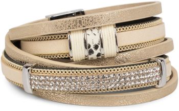 styleBREAKER Vintage Wickelarmband mit Strass, Gliederkette und Magnetverschluss, 3-Reihig, Armband, Damen 05040024