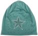 styleBREAKER Damen Stoff Beanie Mütze mit Stern Nieten und Strass Applikation, Lochnieten, Longbeanie 04024049