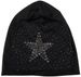 styleBREAKER Damen Stoff Beanie Mütze mit Stern Nieten und Strass Applikation, Lochnieten, Longbeanie 04024049