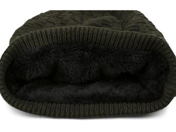 styleBREAKER Feinstrick Longbeanie Mütze mit Flecht Muster und warmem Fleece Innenfutter | Winter Strickmütze Unisex elastisch weich bequem warm