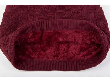 styleBREAKER Feinstrick Longbeanie Mütze mit Flecht Muster und warmem Fleece Innenfutter | Winter Strickmütze Unisex elastisch weich bequem warm