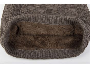 styleBREAKER Feinstrick Longbeanie Mütze mit Flecht Muster und warmem Fleece Innenfutter | Winter Strickmütze Unisex elastisch weich bequem warm