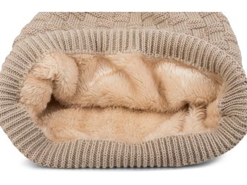 styleBREAKER Feinstrick Longbeanie Mütze mit Flecht Muster und warmem Fleece Innenfutter | Winter Strickmütze Unisex elastisch weich bequem warm