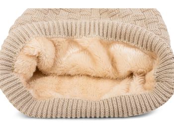 styleBREAKER Feinstrick Longbeanie Mütze mit Flecht Muster und warmem Fleece Innenfutter | Winter Strickmütze Unisex elastisch weich bequem warm