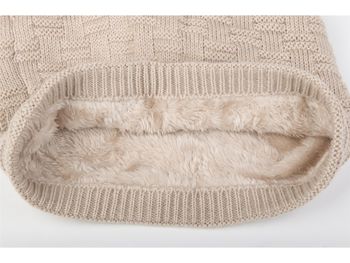 styleBREAKER Feinstrick Longbeanie Mütze mit Flecht Muster und warmem Fleece Innenfutter | Winter Strickmütze Unisex elastisch weich bequem warm