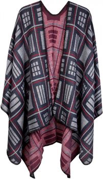 styleBREAKER Poncho mit quadratischem Rechteck Karo Muster, Umhang, Überwurf Cape, Wendeponcho, Damen 08010015