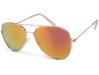 styleBREAKER Kinder Sonnenbrille Pilotenform mit verspiegelten oder getönten Gläsern | Edelstahl Rahmen UV400 Schutz | für Jungen und Mädchen 4 bis 10 Jahre