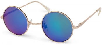 styleBREAKER runde Sonnenbrille mit schmalem Metall Gestell, Retro Design, Bügel mit Federscharnier, Unisex 09020065