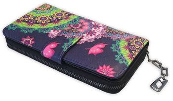 styleBREAKER Damen Geldbörse mit buntem Blumen Blüten Mandala Muster, Ethno Style, Reißverschluss, Portemonnaie 02040040