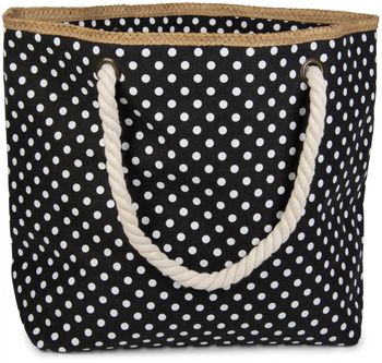 styleBREAKER Strandtasche mit Punkte Muster und Reißverschluss, kleiner Kosmetiktasche, Shopper, Damen 02012062