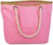 styleBREAKER Strandtasche mit Punkte Muster und Kordelgriffen | großes Hauptfach mit Reißverschluss | inkl. abnehmbarer Kosmetiktasche | Shopper Damen mit Bast-Detail