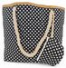 styleBREAKER Strandtasche mit Punkte Muster und Kordelgriffen | großes Hauptfach mit Reißverschluss | inkl. abnehmbarer Kosmetiktasche | Shopper Damen mit Bast-Detail