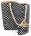 styleBREAKER Strandtasche mit Punkte Muster und Kordelgriffen | großes Hauptfach mit Reißverschluss | inkl. abnehmbarer Kosmetiktasche | Shopper Damen mit Bast-Detail