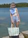 styleBREAKER große XXL Strandtasche mit Vintage Sterne Muster | Reißverschluss | Familien Badetasche Shopper 54 x 36 x 25 cm