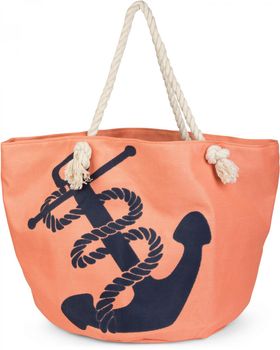 styleBREAKER Strandtasche in Flecht Optik mit Anker Print, Shopper, Badetasche, Damen 02012077