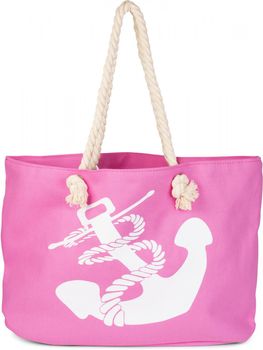 styleBREAKER Strandtasche in Flecht Optik mit Anker Print, Shopper, Badetasche, Damen 02012077