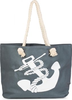 styleBREAKER Strandtasche in Flecht Optik mit Anker Print, Shopper, Badetasche, Damen 02012077