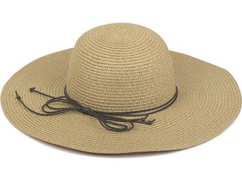 styleBREAKER Damen Strohhut mit schmalem Band und Schleife, Sonnenhut, Schlapphut, Sommerhut, Hut 04025012