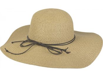 styleBREAKER Damen Strohhut mit schmalem Band und Schleife, Sonnenhut, Schlapphut, Sommerhut, Hut 04025012