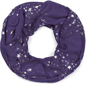 styleBREAKER Damen Loop Schal mit Metallic Sterne Print | Glitzer Schlauchschal ca. 89 x 75 cm | Leichter Rundschal für Frühjahr & Herbst